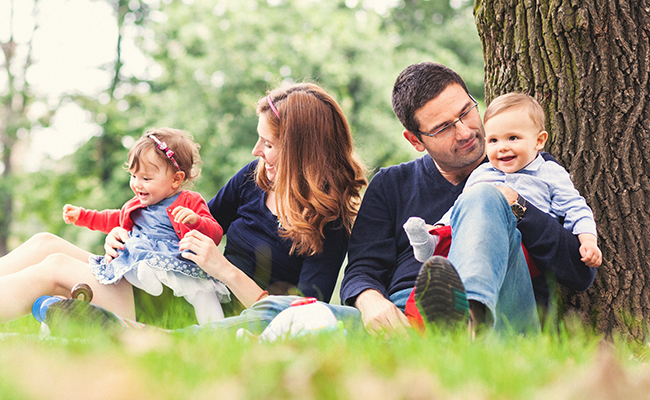 Parents with two children
